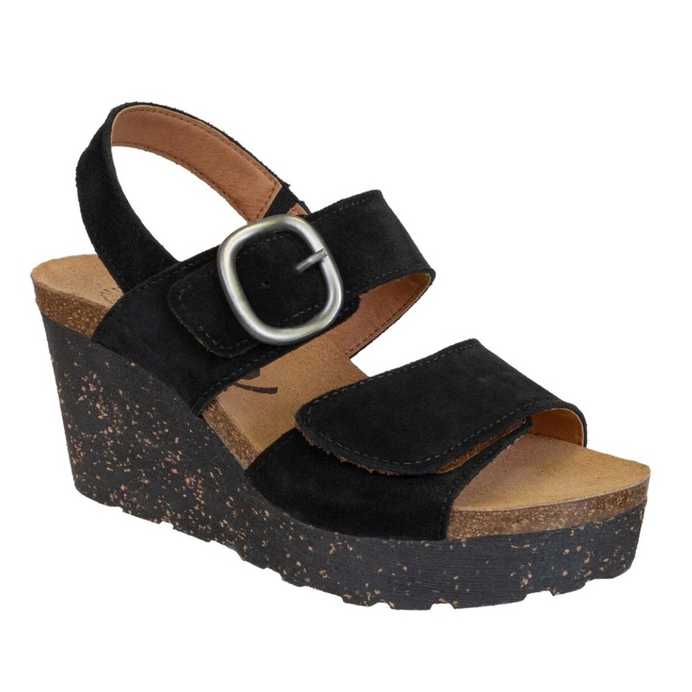 OTBT Black Peasant Wedge Sandals